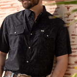 The Carson in Black Short Sleeve Snap