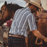 The Wyatt - Blue Short Sleeve Snap
