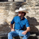 The Carson in Blue Short Sleeve Snap