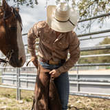 The Carson in Brown - Long Sleeve Snap Shirt