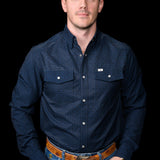 The Collin in Black- Long Sleeve Snap Shirt