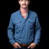 CORE - Men's Blue Long Sleeve Snap Shirt