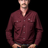 CORE - Men's Maroon Long Sleeve Snap Shirt