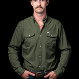 CORE - Men's Olive Green Long Sleeve Snap Shirt