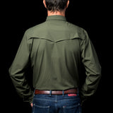 CORE - Men's Olive Green Long Sleeve Snap Shirt