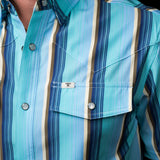 The Tristan in Blue - Short Sleeve Snap