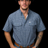The Emerson Short Sleeve Pearl Snap Shirt in Blue
