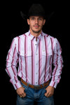 The Tristan Long Sleeve Pearl Snap Shirt in Pink