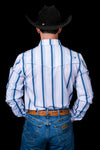 The Tristan Long Sleeve Pearl Snap Shirt in Blue
