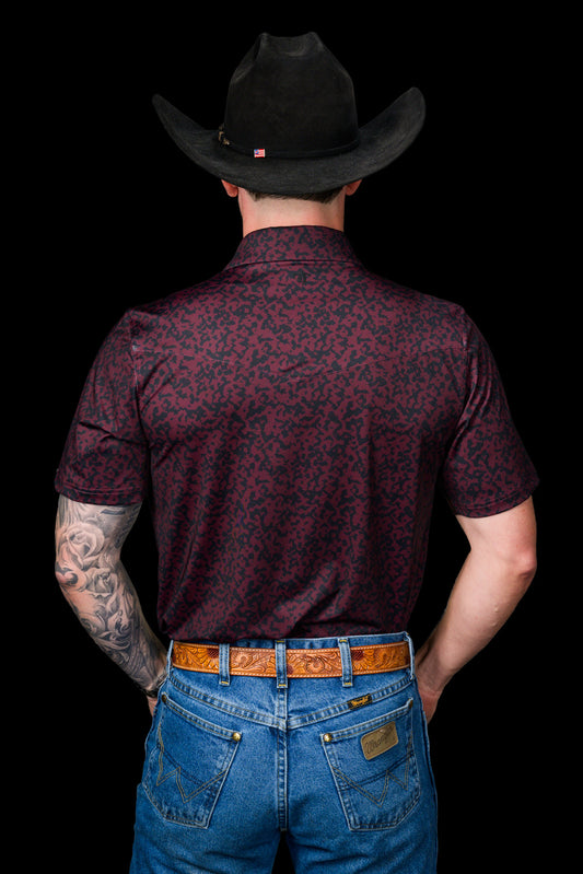 The Grant Pearl Snap Polo in Maroon