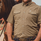 CORE - Men's Khaki Short Sleeve Snap Shirt