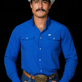 CORE - Men's Cobalt Blue Long Sleeve Snap Shirt