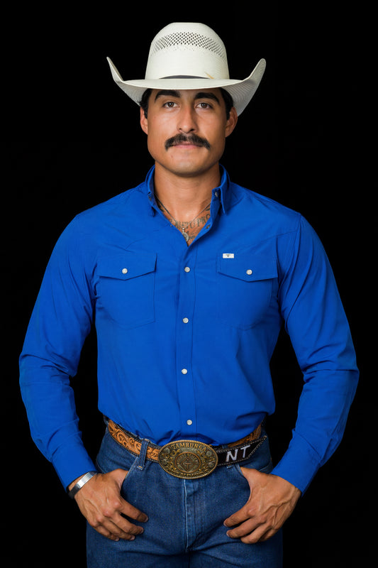 CORE - Men's Cobalt Blue Long Sleeve Pearl Snap Shirt