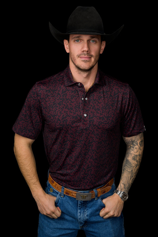 The Grant Pearl Snap Polo in Maroon