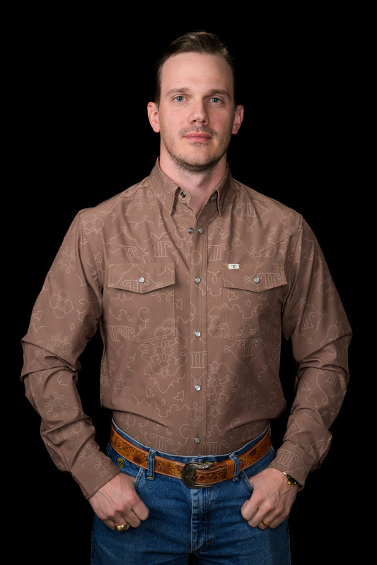 The Carson in Brown - Long Sleeve Snap Shirt (FINAL SALE)
