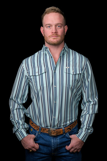 The Jackson in Blue - Long Sleeve Snap Shirt (FINAL SALE)