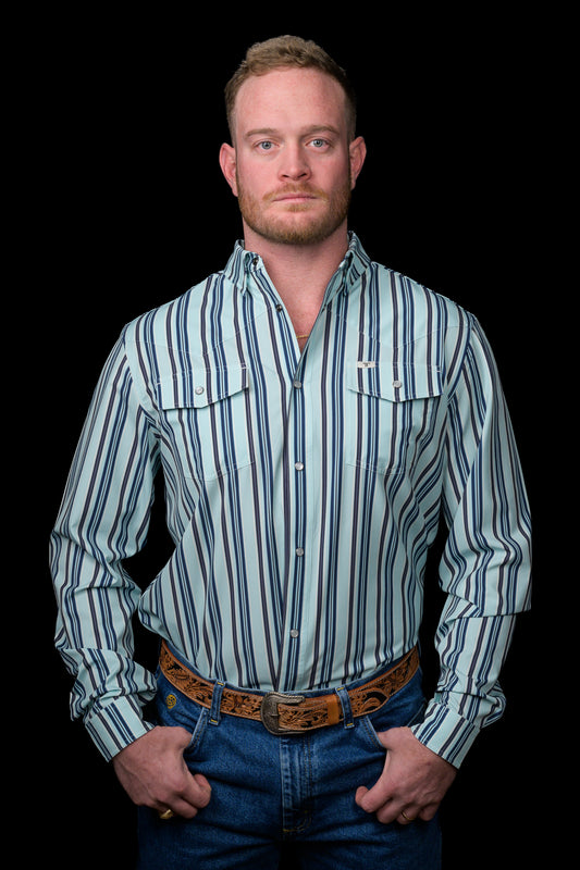 The Jackson in Blue - Long Sleeve Snap Shirt (FINAL SALE)