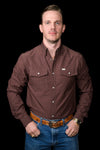 The Collin in Brown- Long Sleeve Snap Shirt (FINAL SALE)