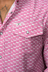 The Clark Long Sleeve Pearl Snap Shirt in Pink