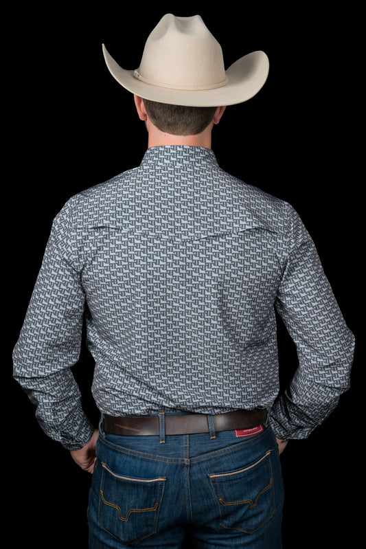 The Clark Long Sleeve Pearl Snap Shirt in Grey