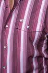 The Tristan Long Sleeve Pearl Snap Shirt in Maroon