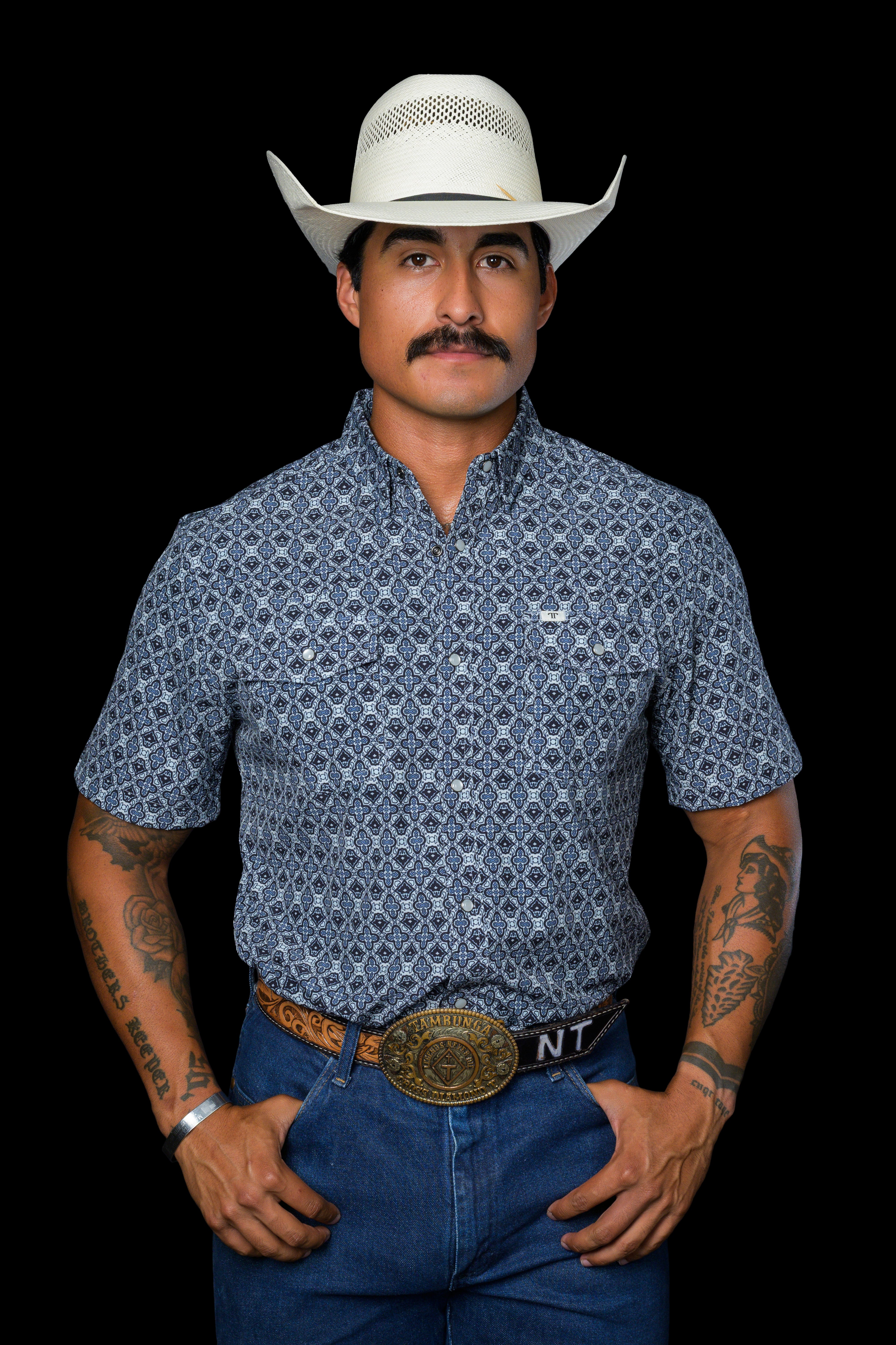 Connor Ferrell The Connor in Blue - Short Sleeve Snap (FINAL SALE) – Ferrell Brand