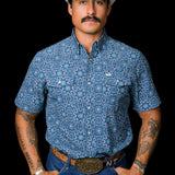 The Bennett in Blue - Short Sleeve Snap