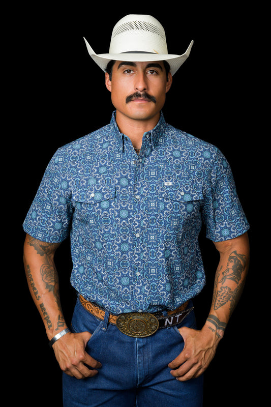 The Bennett in Blue - Short Sleeve Snap (FINAL SALE)