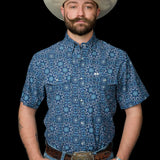 The Bennett in Blue - Short Sleeve Snap