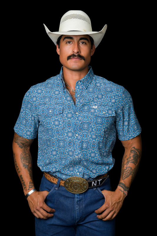 The Bennett in Light Blue - Short Sleeve Snap (FINAL SALE)