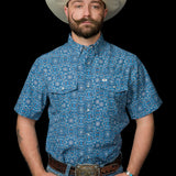 The Bennett in Light Blue - Short Sleeve Snap