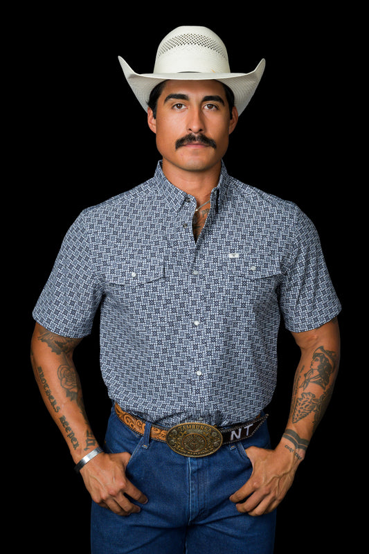 The Colton in Blue - Short Sleeve Pearl Snap (FINAL SALE)