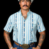 The Post in Blue - Short Sleeve Snap