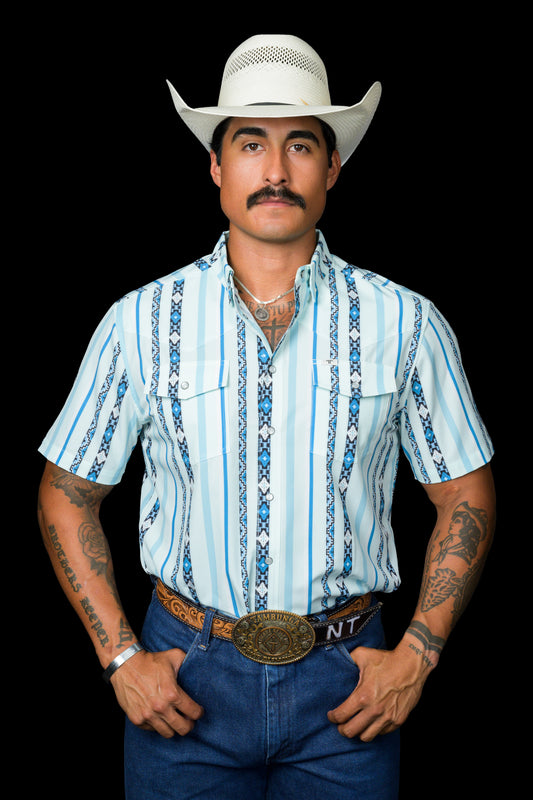 The Post in Blue - Short Sleeve Pearl Snap (FINAL SALE)