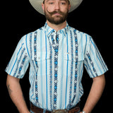 The Post in Blue - Short Sleeve Snap