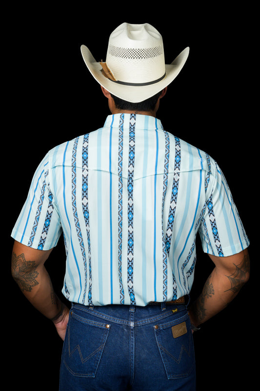 The Post in Blue - Short Sleeve Pearl Snap (FINAL SALE)