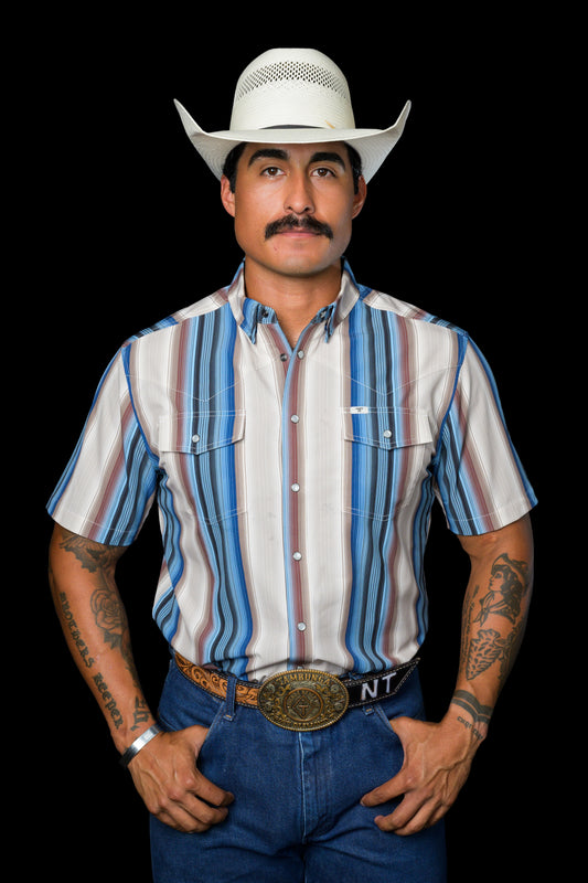 The Harrison in Cream- Short Sleeve Pearl Snap (FINAL SALE)