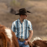 The Harrison in Blue - Short Sleeve Snap