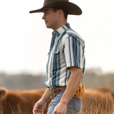 The Harrison in Blue - Short Sleeve Snap