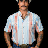 The Harrison in Salmon - Short Sleeve Pearl Snap Shirt