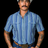 The James in Blue - Short Sleeve Snap