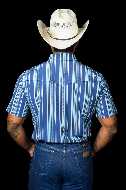 The James in Blue - Short Sleeve Pearl Snap Shirt (FINAL SALE)