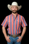 The James in Salmon - Short Sleeve Pearl Snap Shirt (FINAL SALE)