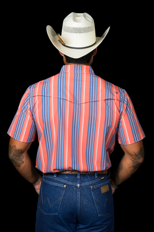 The James in Salmon - Short Sleeve Pearl Snap Shirt (FINAL SALE)
