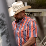 The James in Salmon - Short Sleeve Snap