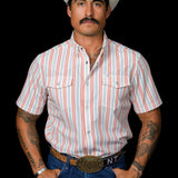 The Jake in Salmon - Short Sleeve Pearl Snap Shirt