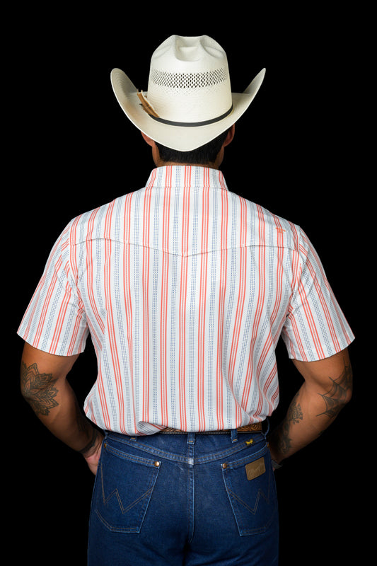The Jake in Salmon - Short Sleeve Pearl Snap Shirt (FINAL SALE)