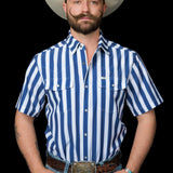 The Liam in Blue - Short Sleeve Snap