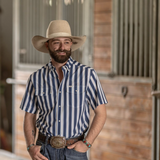 The Liam in Blue - Short Sleeve Snap