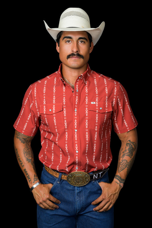 The Maverick in Red - Short Sleeve Snap (FINAL SALE)